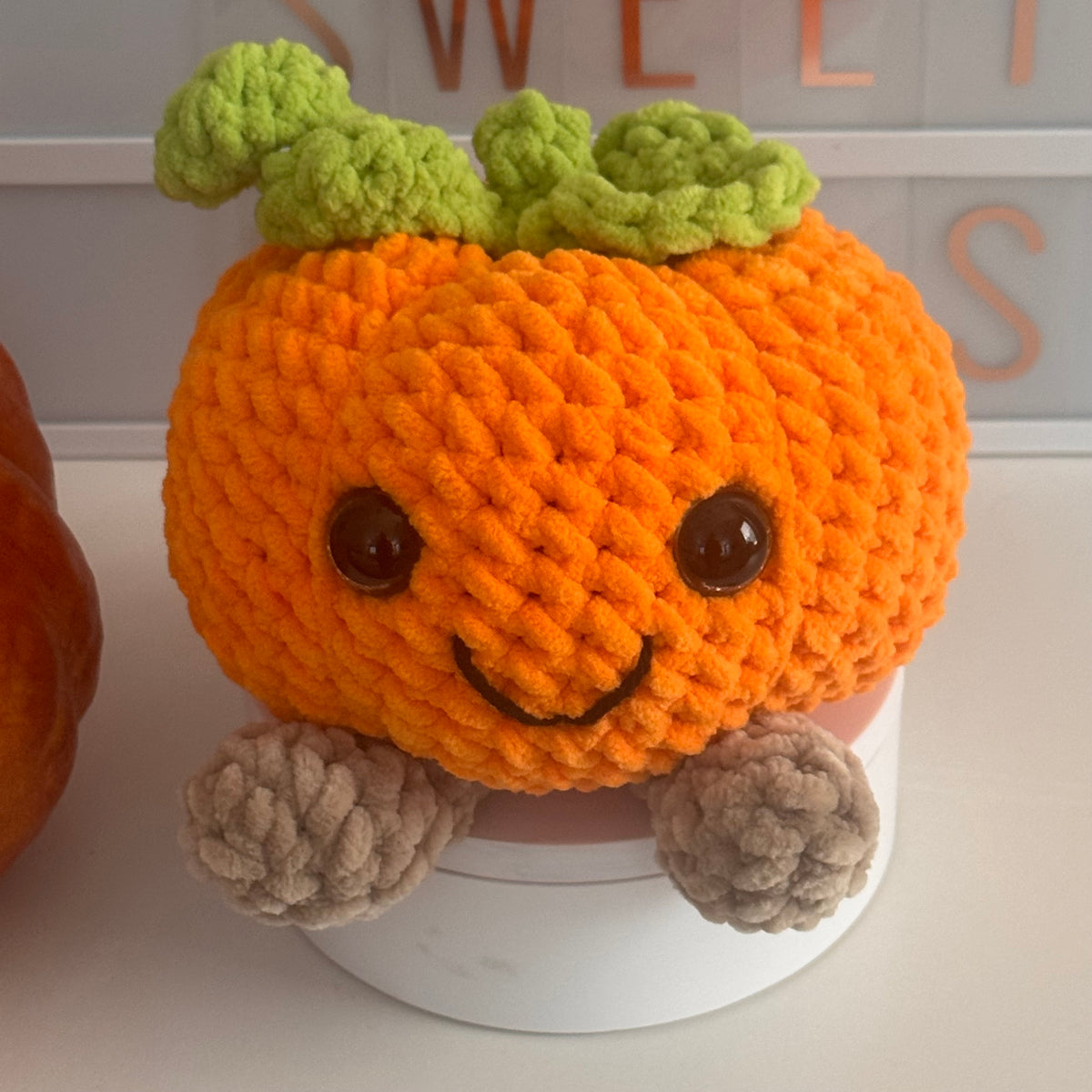 Plush Crochet Pumpkin Amigurumi Decor