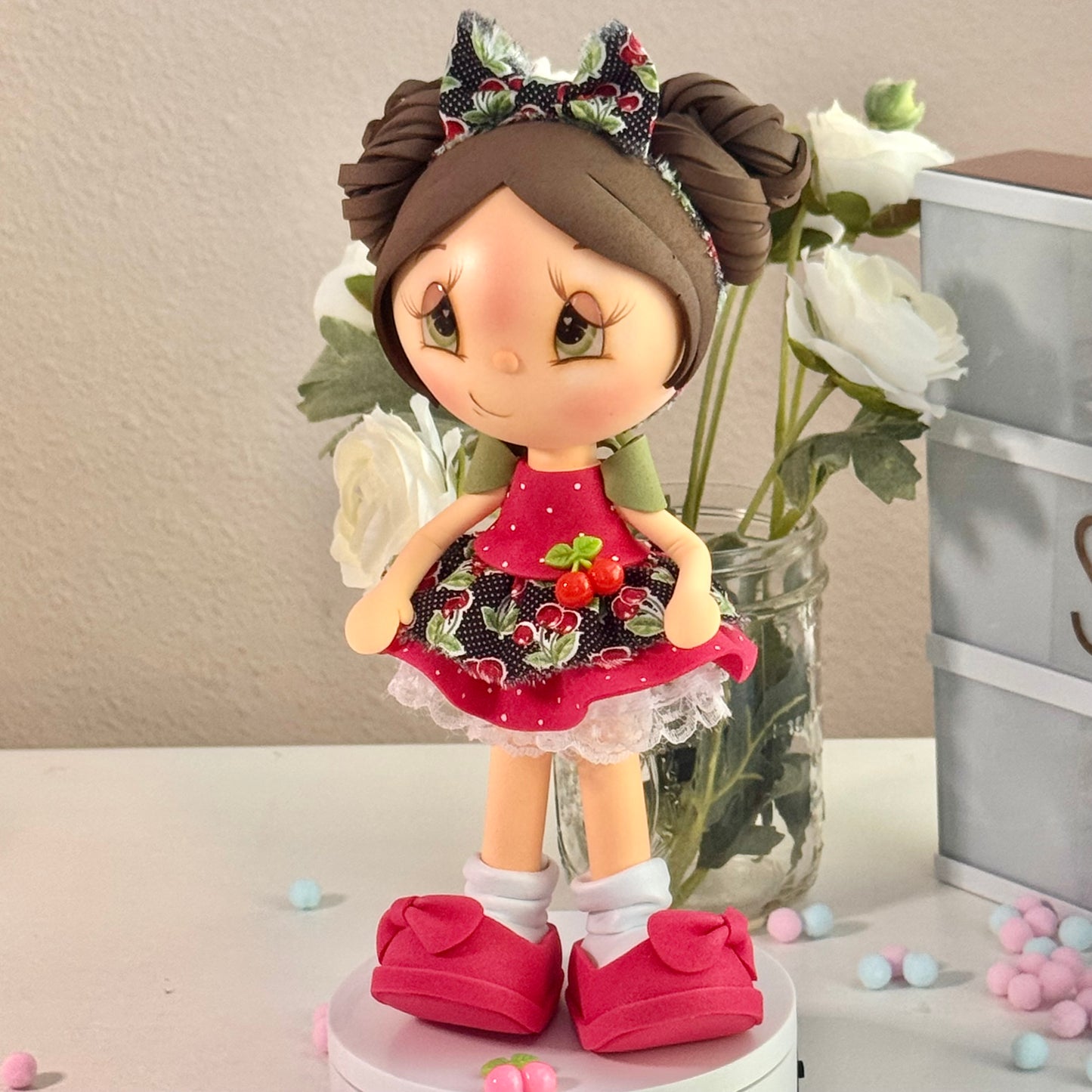 Fofucha Cereza – 9" Handcrafted Collectible Doll / Muñeca de Foamy Artesanal
