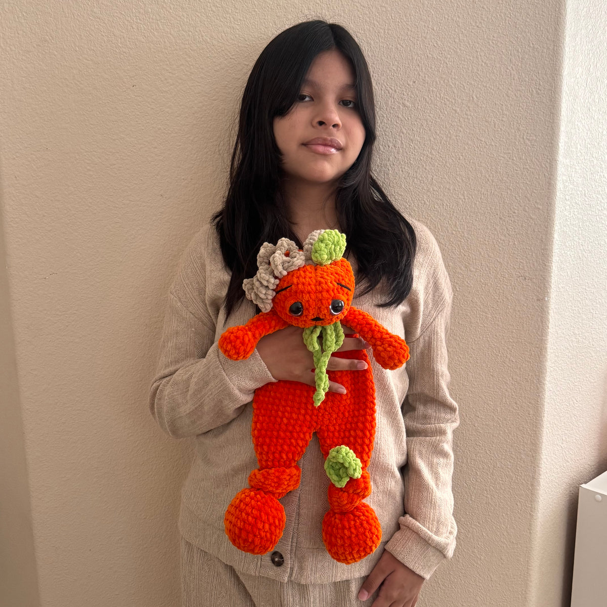 Soft Crochet Pumpkin Snuggler Plushie Lightweight Handmade Fall Amigurumi Lovey for Kids & Toddlers