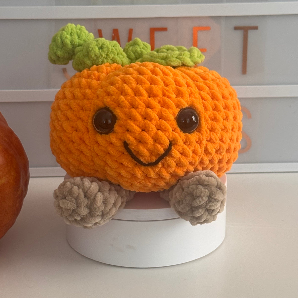 Plush Crochet Pumpkin Amigurumi Decor