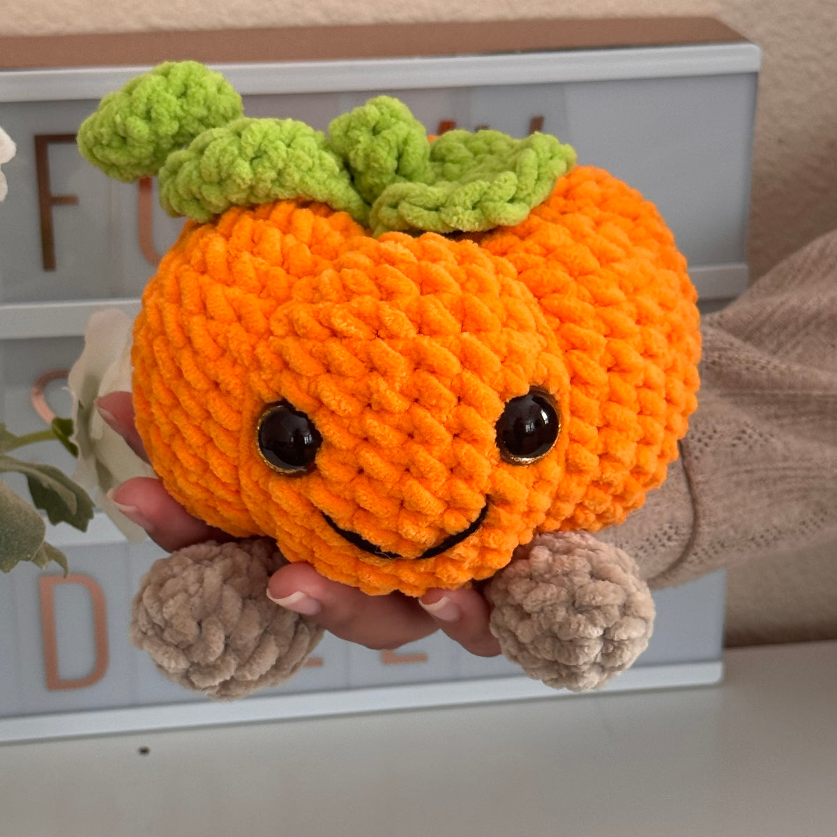 Plush Crochet Pumpkin Amigurumi Decor