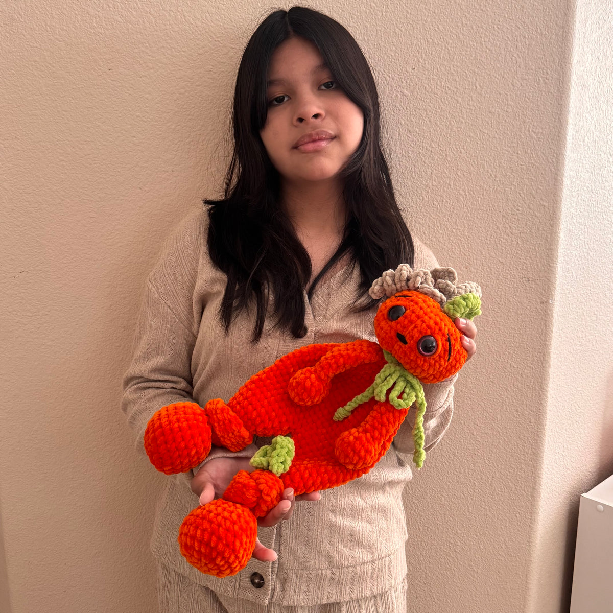 Soft Crochet Pumpkin Snuggler Plushie Lightweight Handmade Fall Amigurumi Lovey for Kids & Toddlers