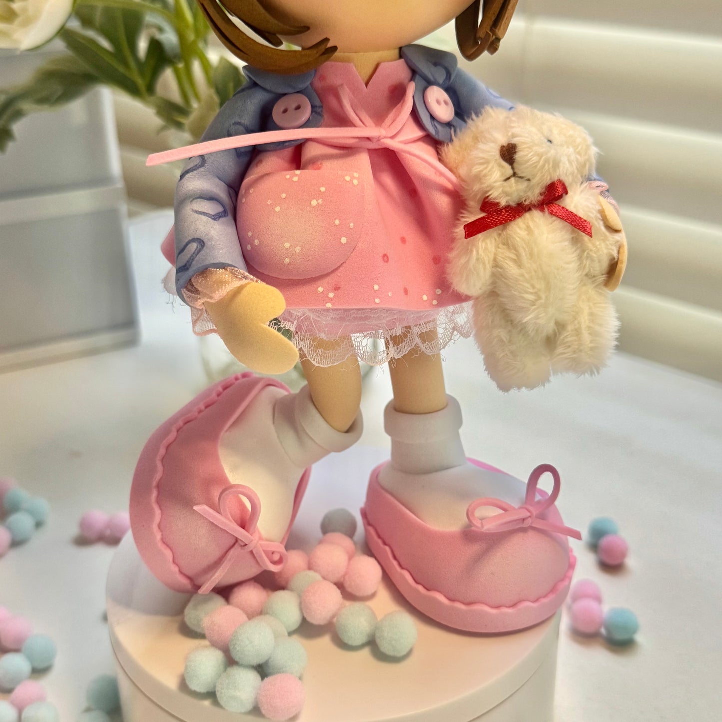 Emma: Sweet Fofucha Doll with Teddy Bear 🧸✨(Muñeca Fofucha Emma con Osito de Peluche)