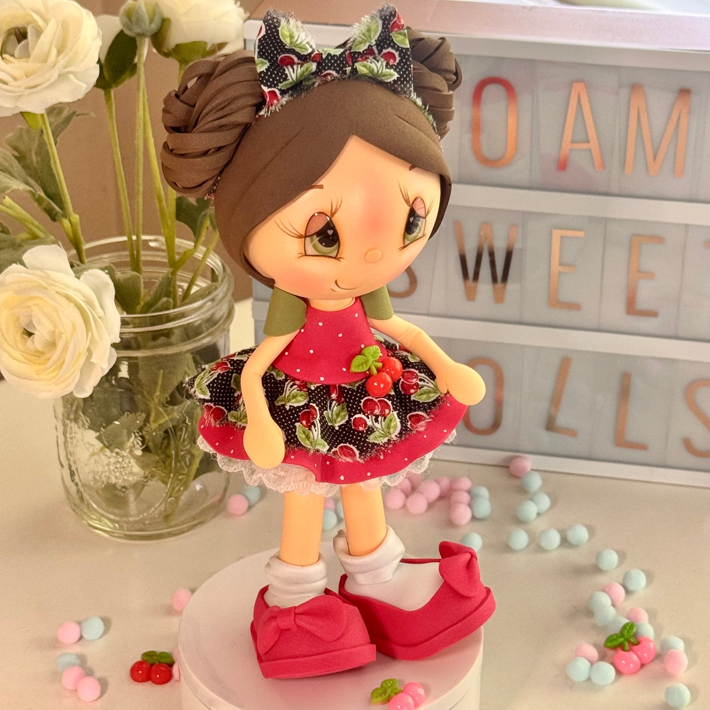 Fofucha Cereza – 9" Handcrafted Collectible Doll / Muñeca de Foamy Artesanal